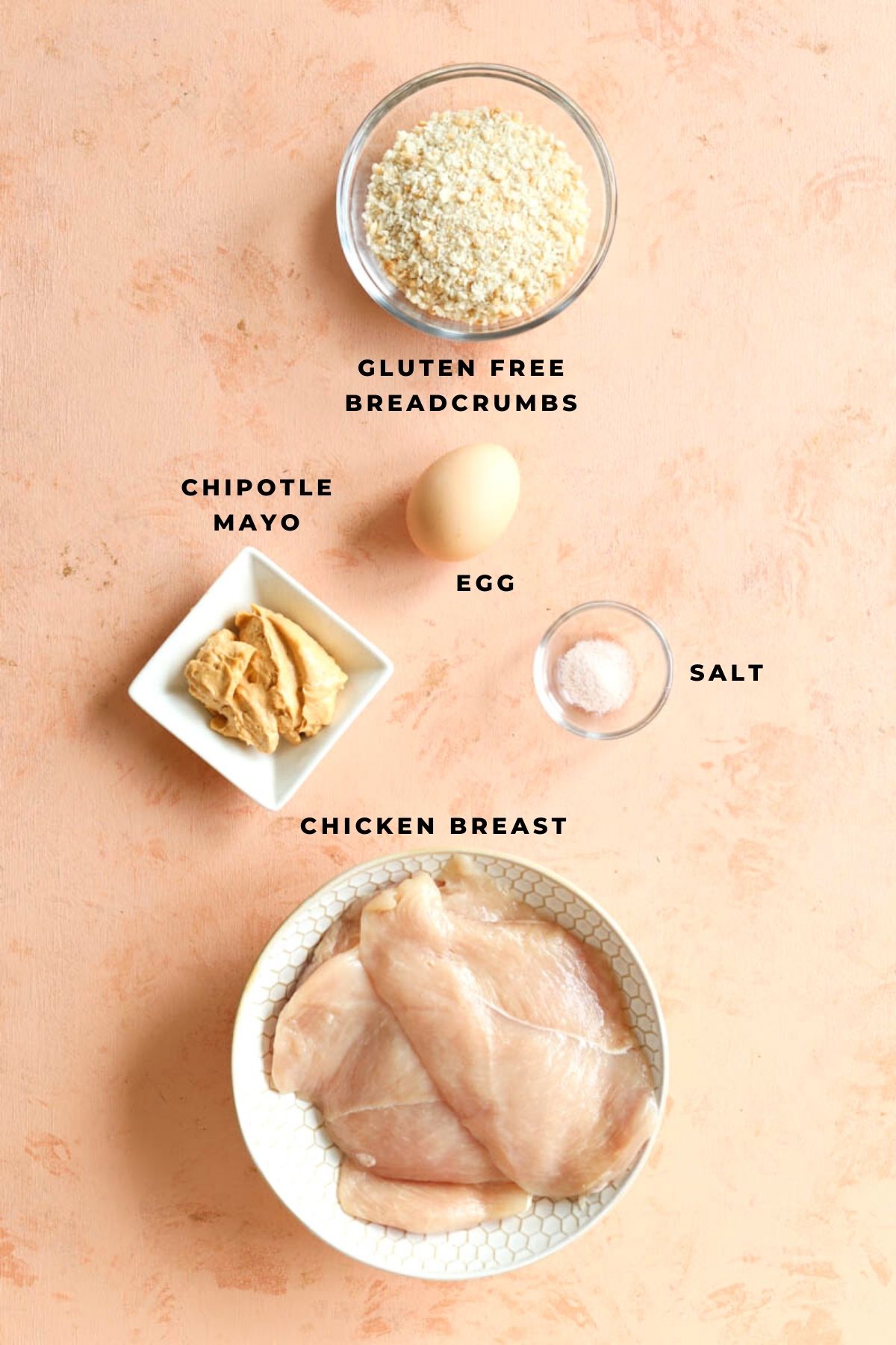 Air fryer chicken cutlet ingredients measured out.