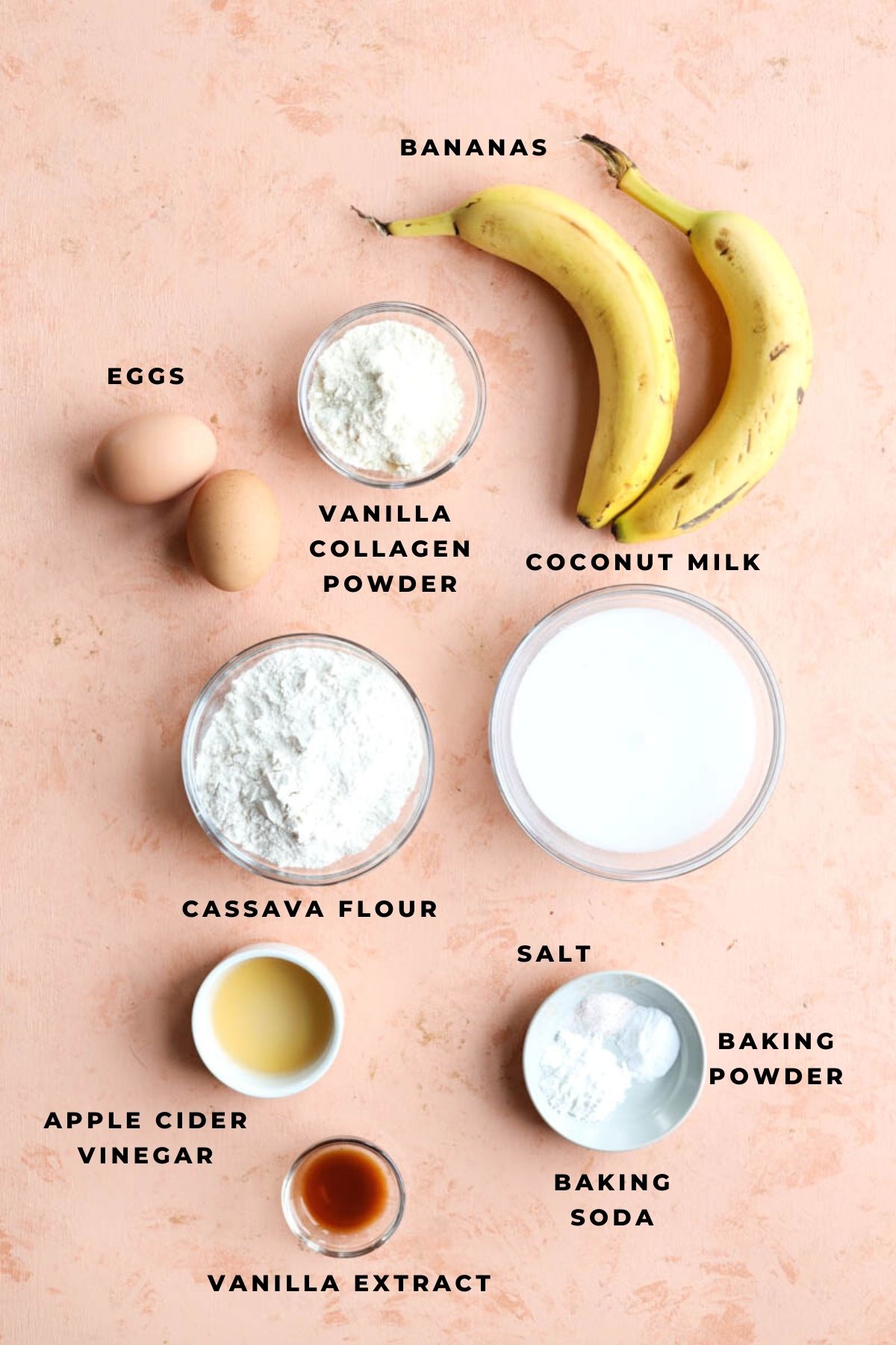 Overhead shot of protein pancake ingredients.