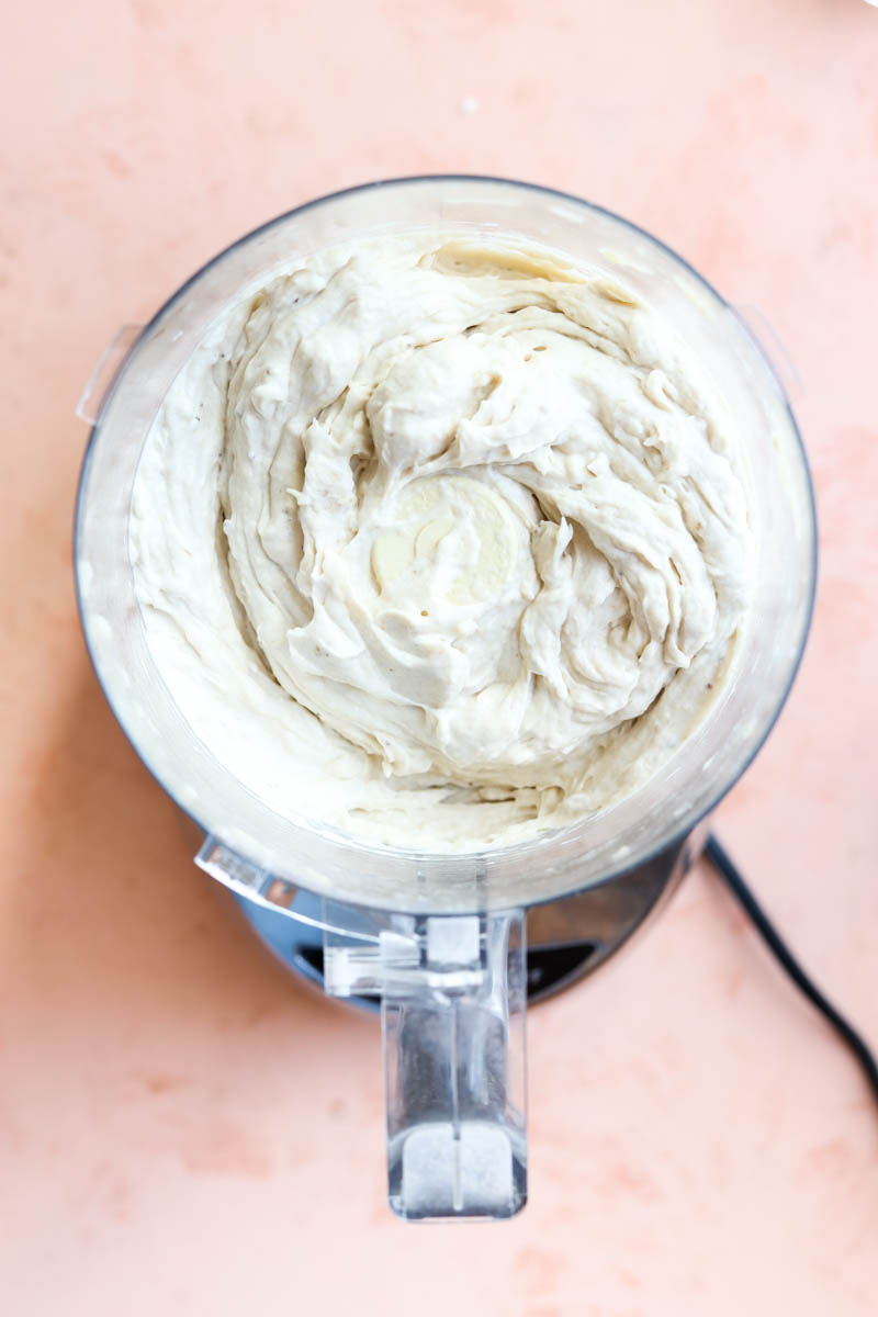 Blended nice cream in food processor.
