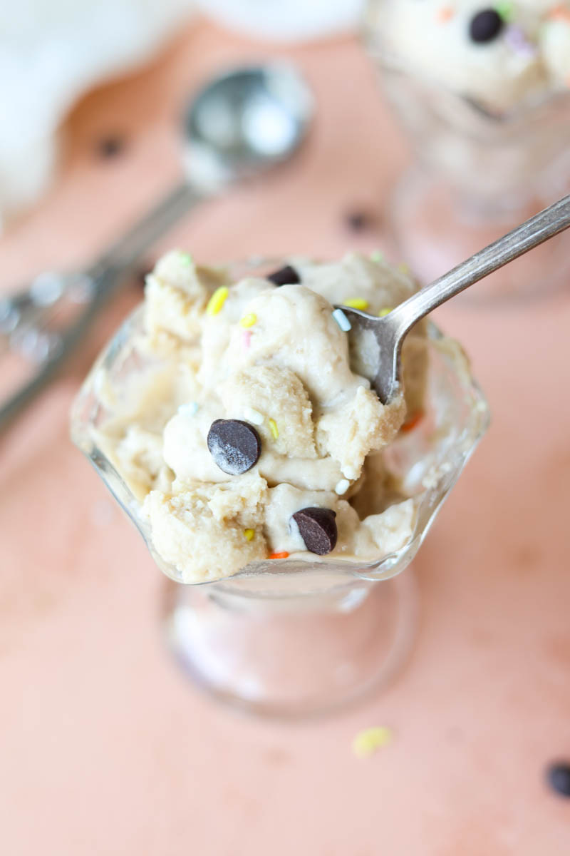 Spoon scooping out a bite of nice cream.