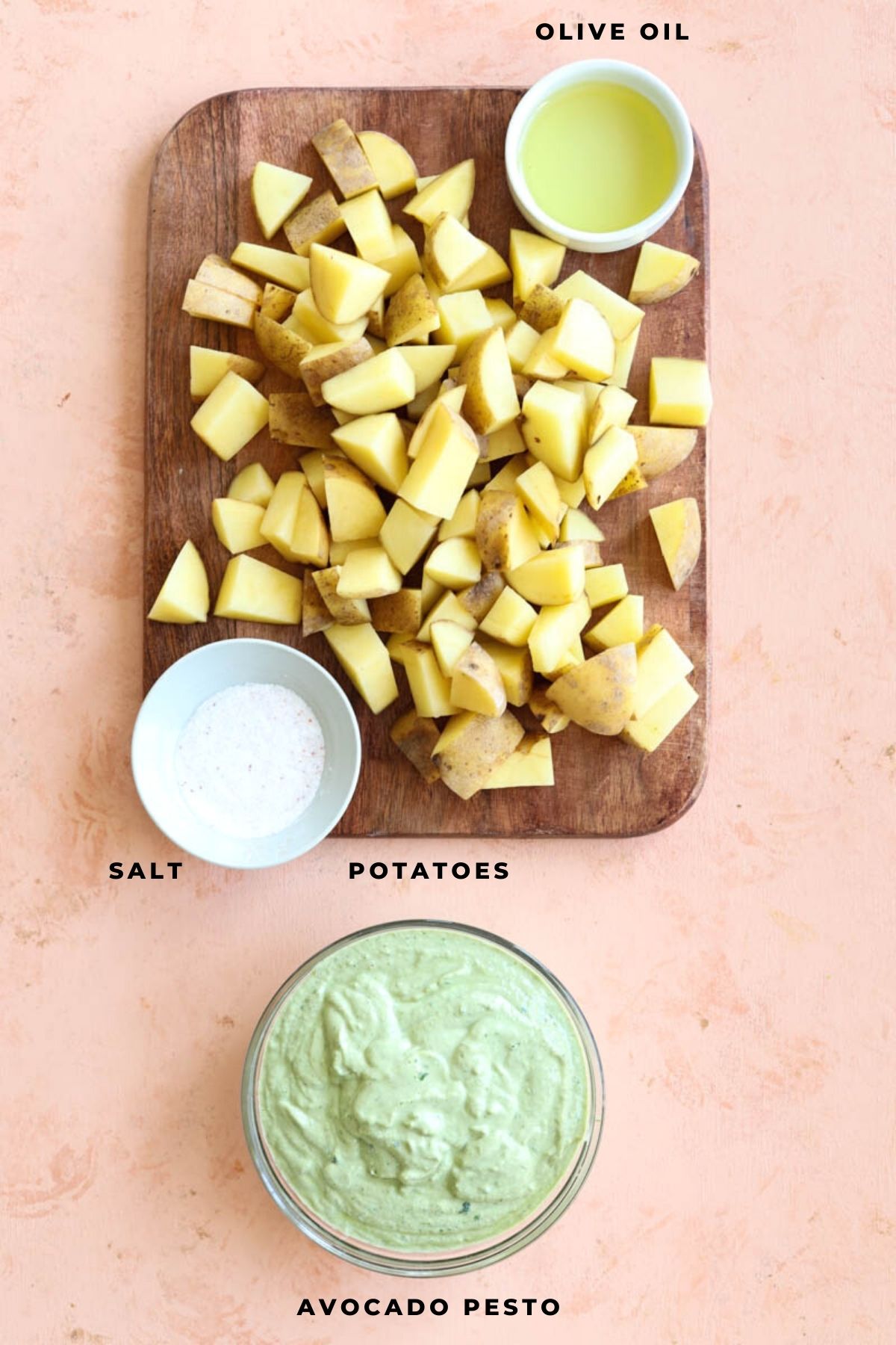 Roasted pesto potato ingredients.