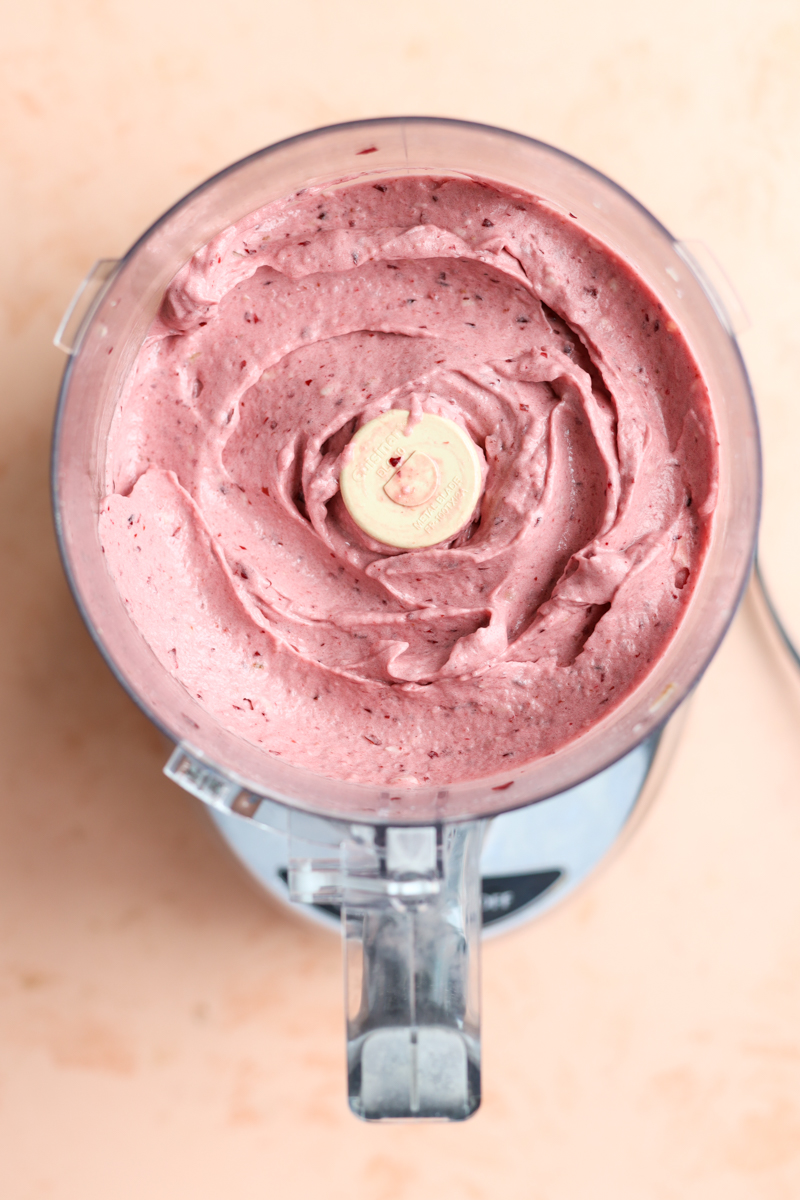 Ingredients blended in a food processor.