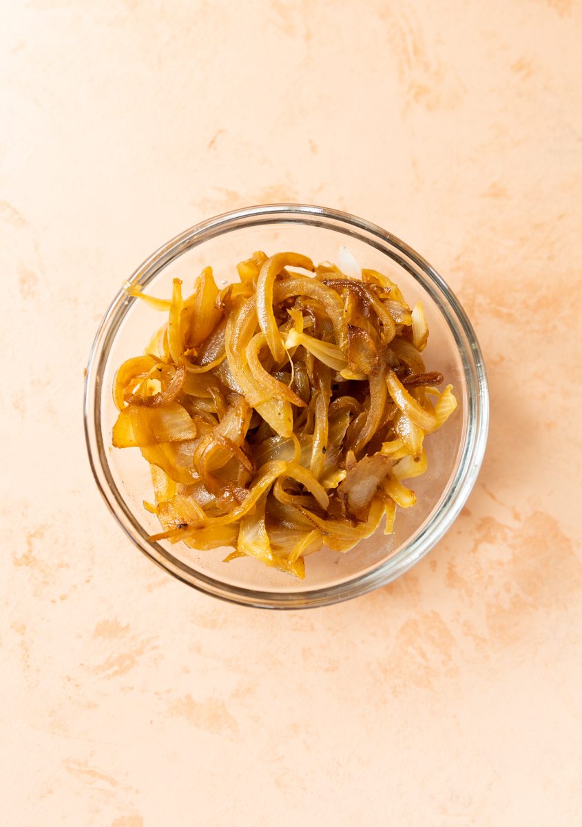 Caramelized onions in a bowl.