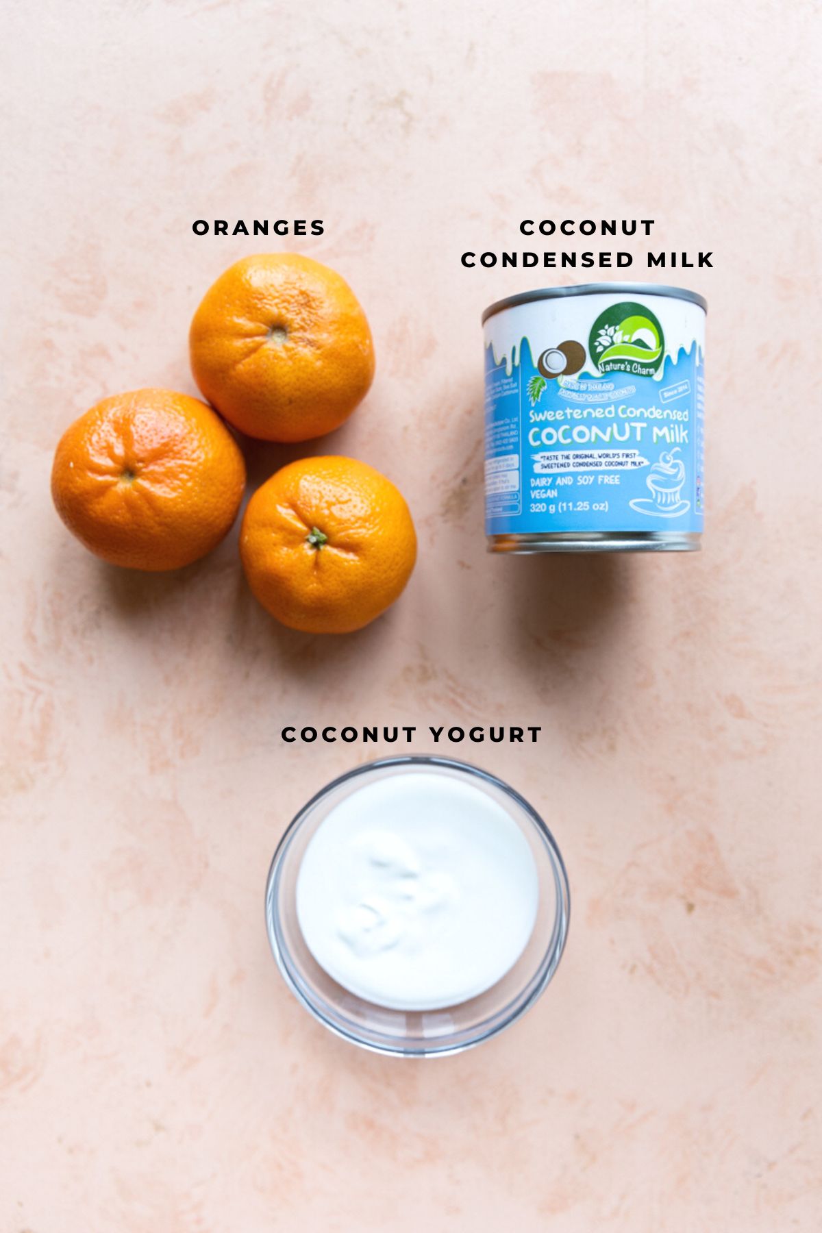 Overhead ingredients for orange ice cream bars.
