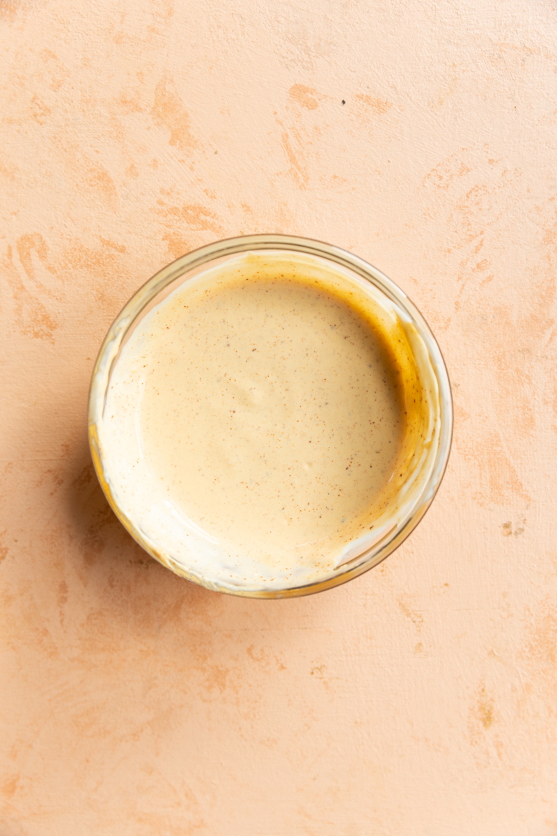 Homemade creamy sauce in a bowl.