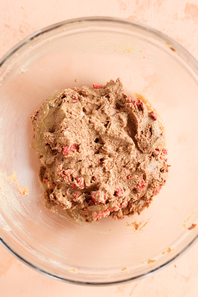 Filling mixture in bowl.