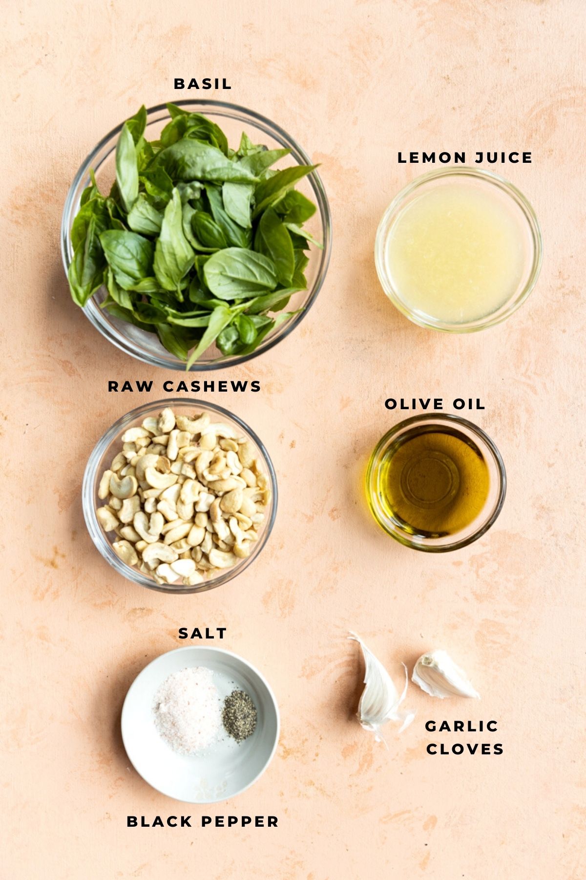 Cashew Pesto with ingredients measured out.