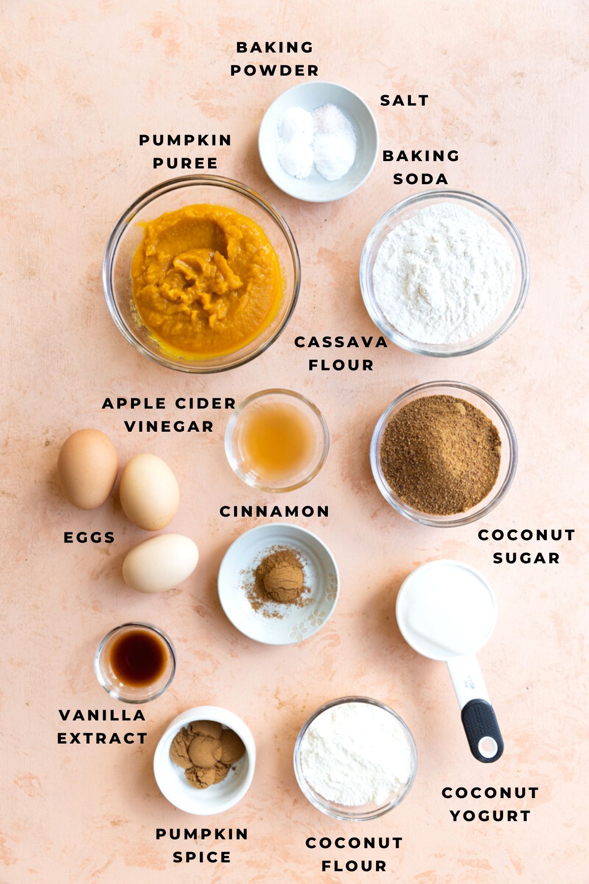 All ingredients measured out for gluten-free pumpkin bread.