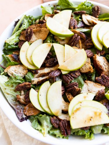 Close up picture of green apple salad.