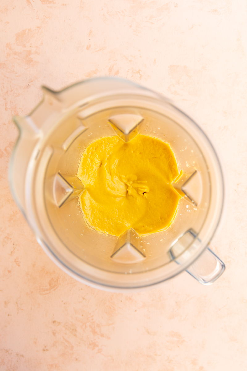 Creamy butternut squash sauce in a high speed blender.