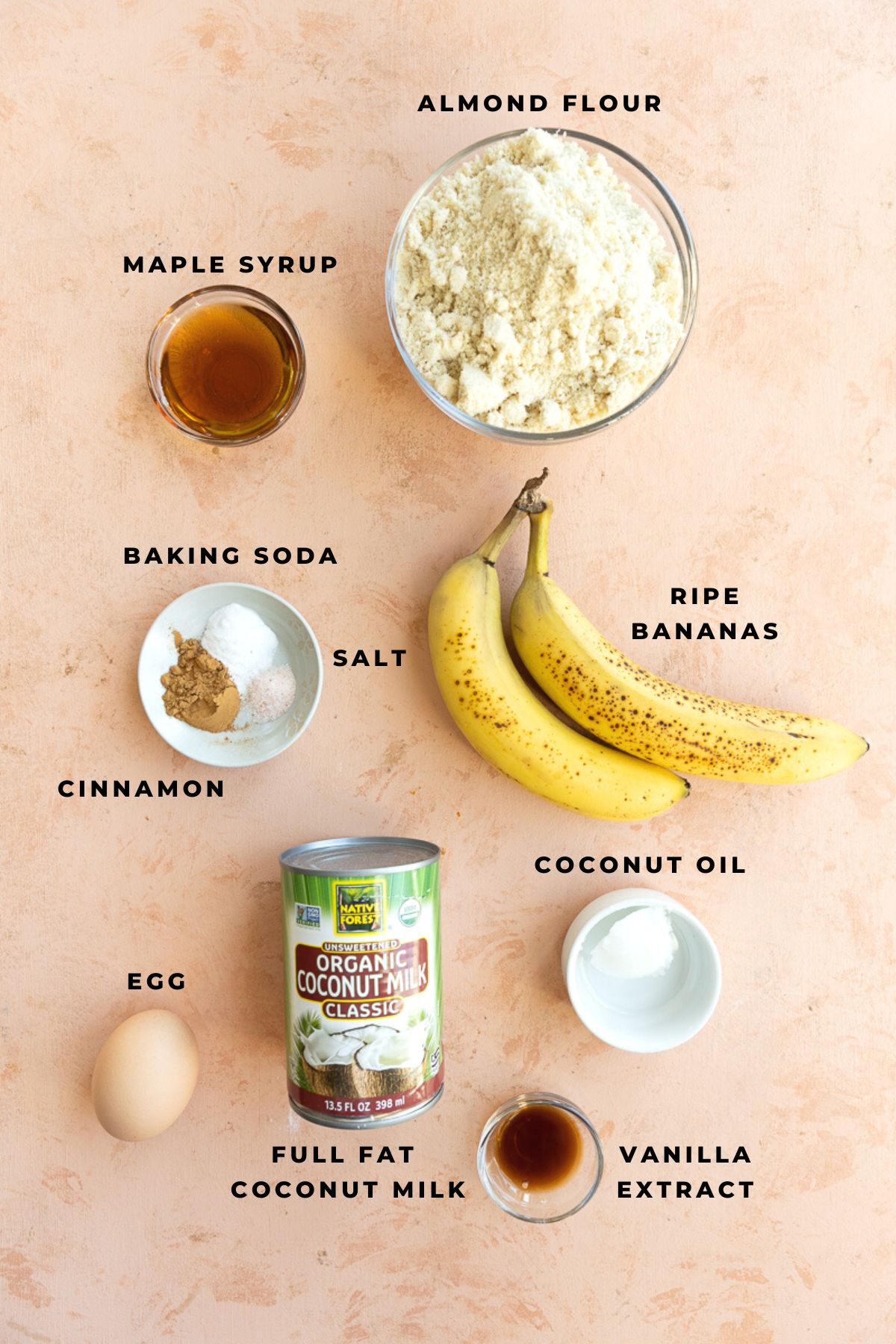 Ingredients measured out for banana cream pie bars.