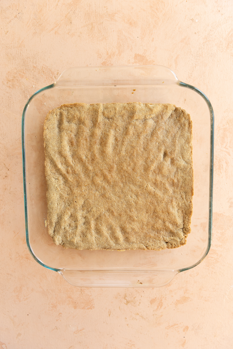 Baked crust in 8x8 pan.