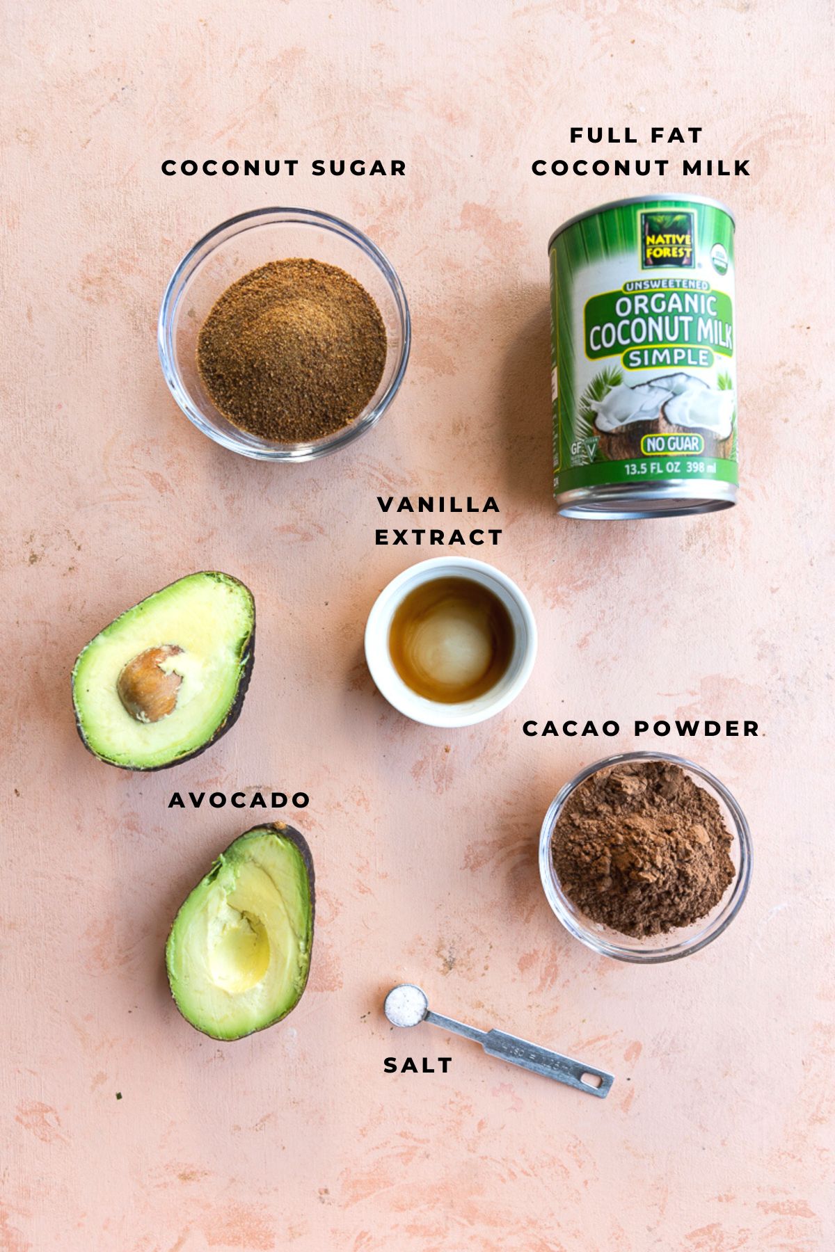 Ingredients for gluten-free chocolate mousse.