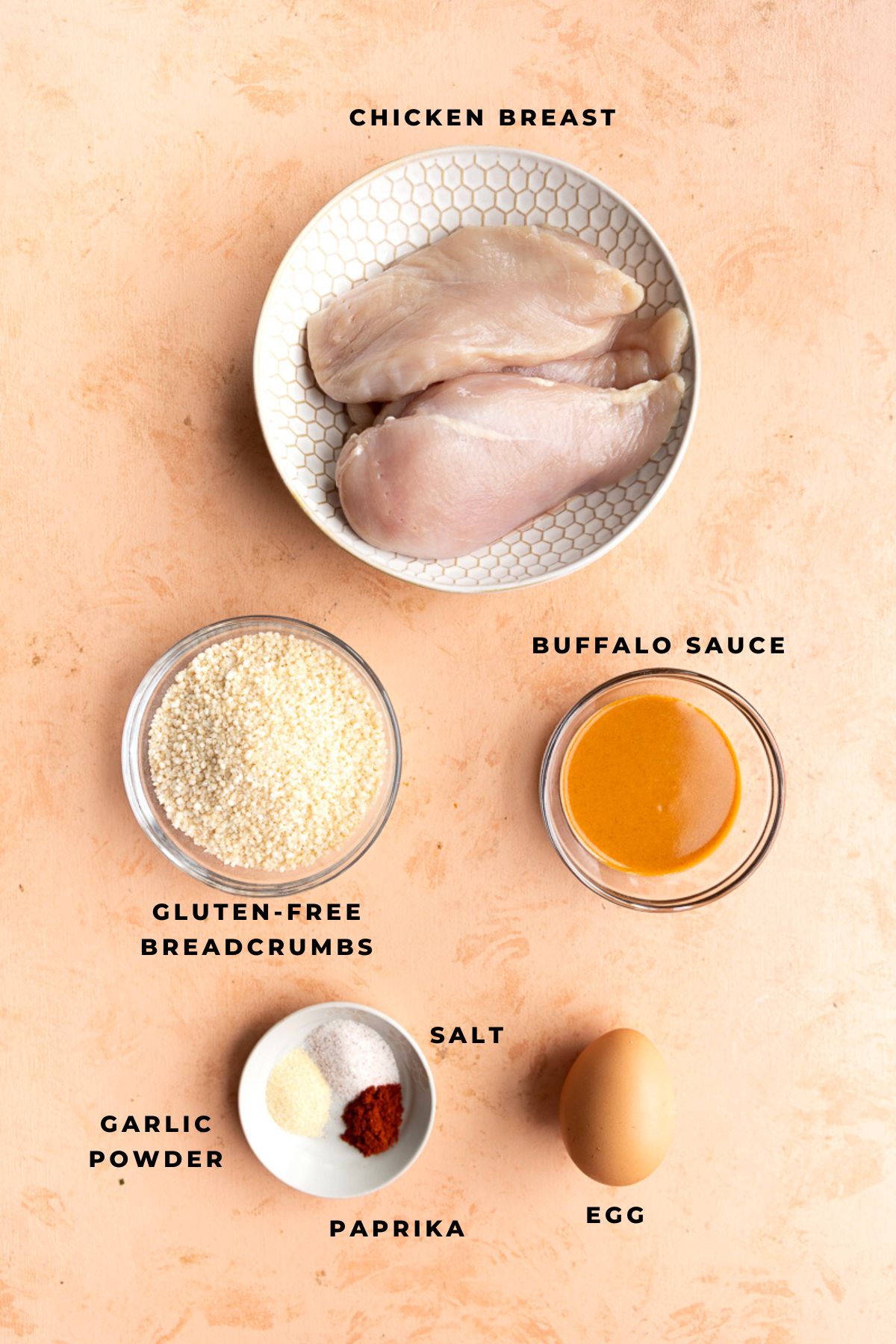 Ingredients for baked spicy chicken nuggets.