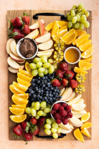 Overhead picture of fruit charcuterie board.