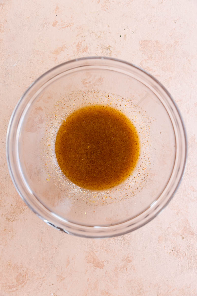 Honey lemon pepper marinade in a large bowl.
