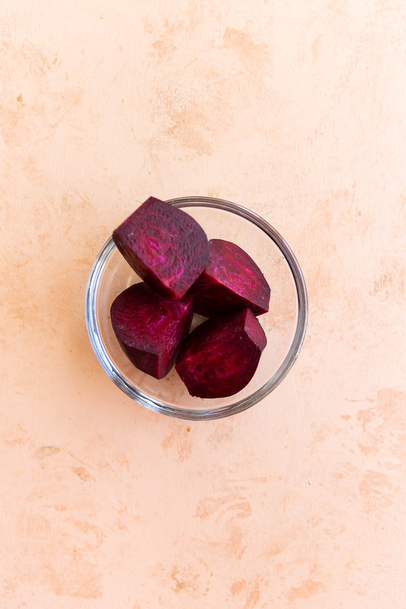 Beet cut into fourths.