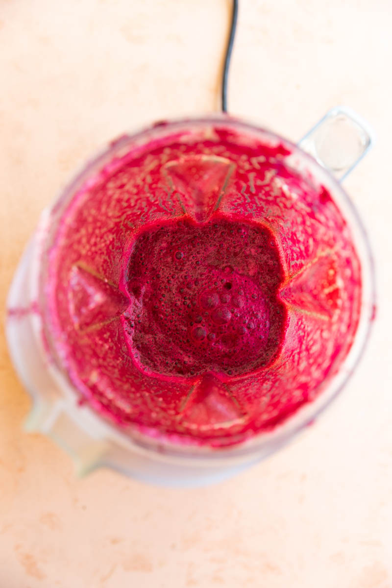 Beet juice in a blender.
