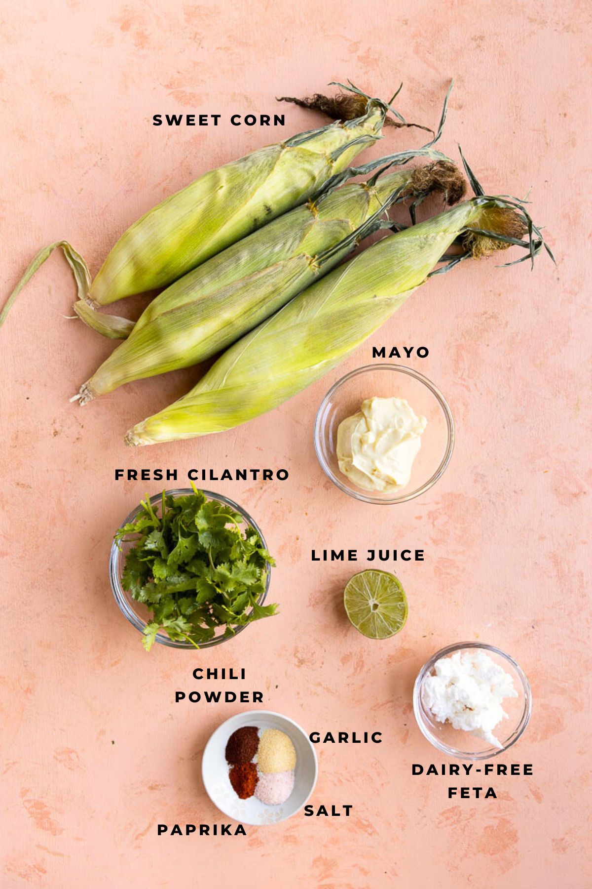 Ingredients for dairy free mexican street corn measured out.