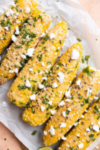 Close up picture of dairy free mexican street corn.