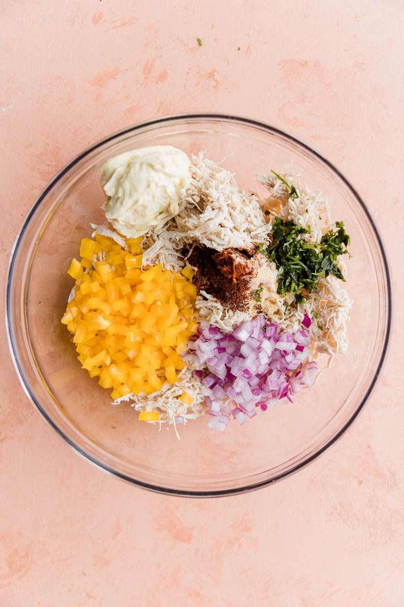 Taquito filling ingredients in bowl.