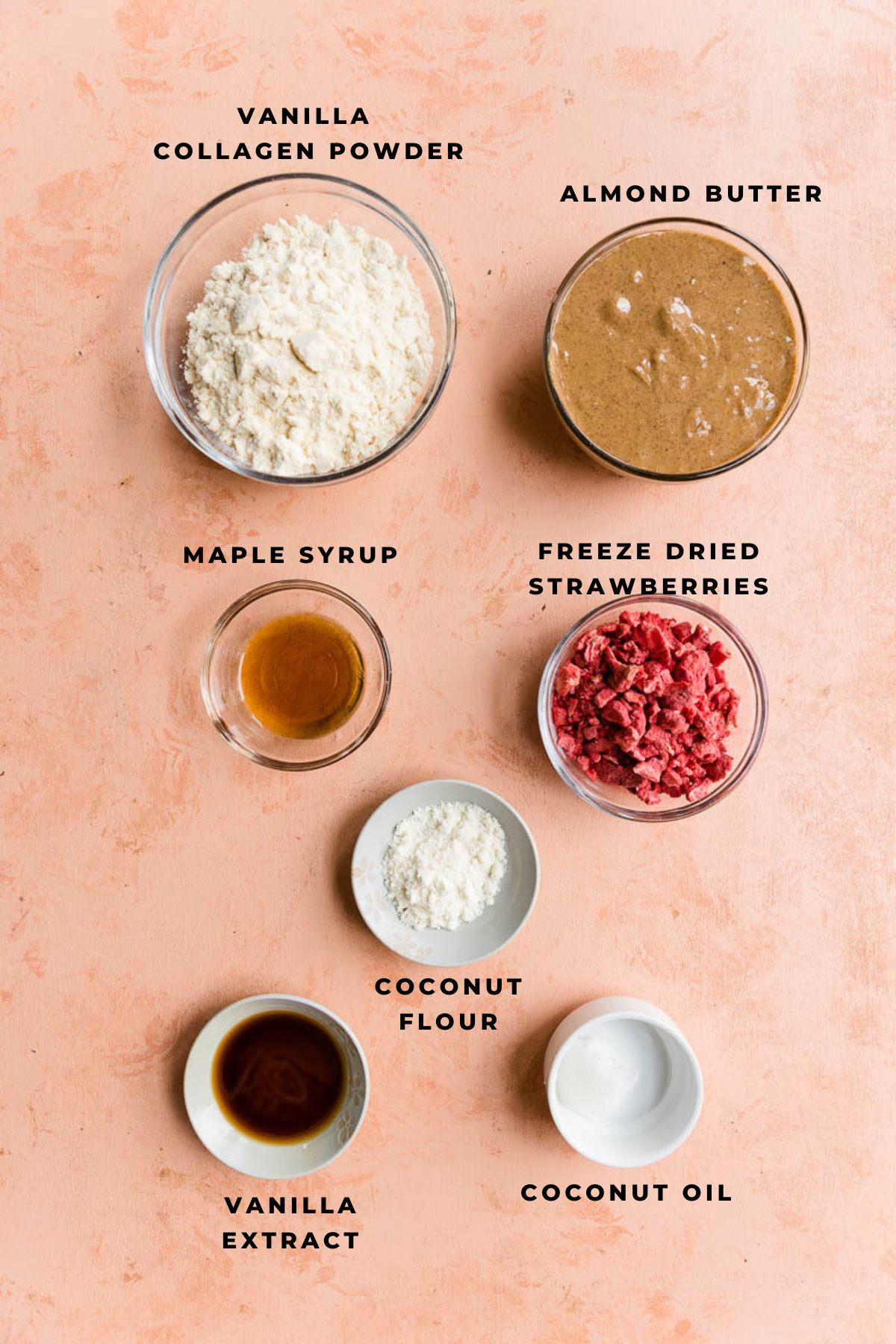 Strawberry protein bar ingredients measured out.