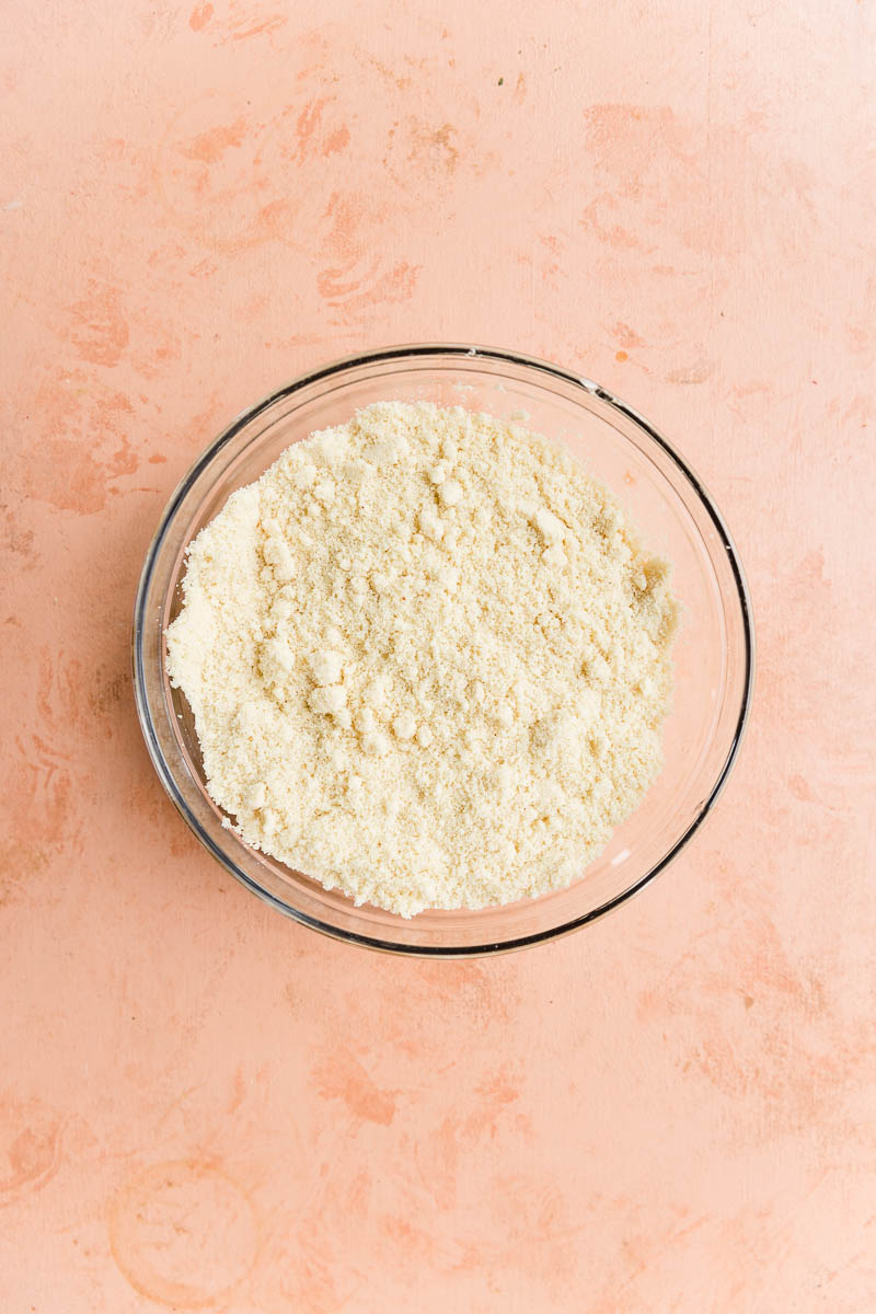 Dry ingredients in a mixing bowl.