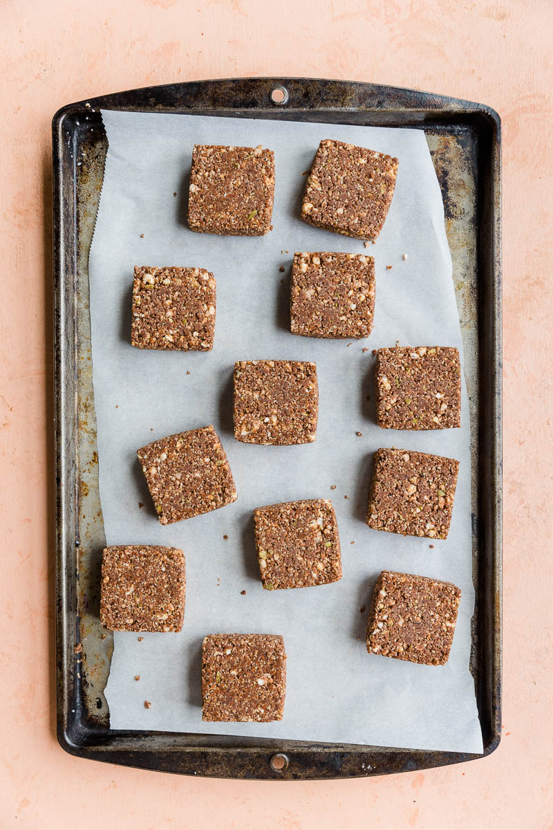 Chilled bars on parchment paper.