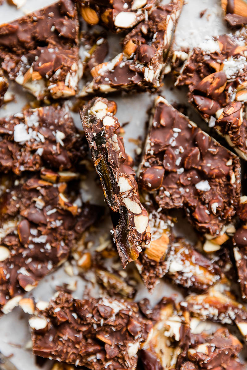 Date bark tipped on the side so you can see all the layers.