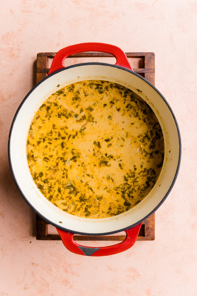 Soup in large pot after simmering for 30 minutes.