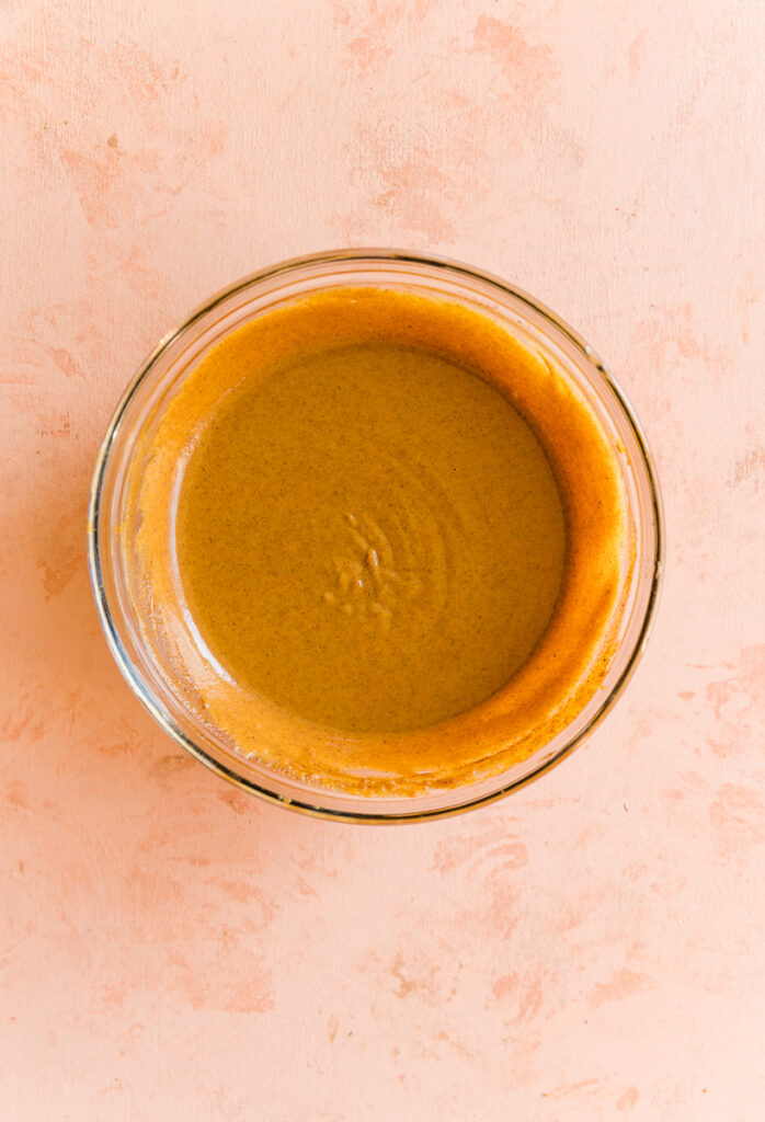 Pumpkin butter in a small mixing bowl.