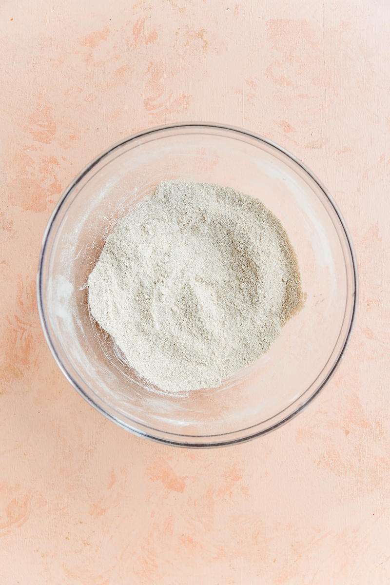 Dry ingredients in mixing bowl.