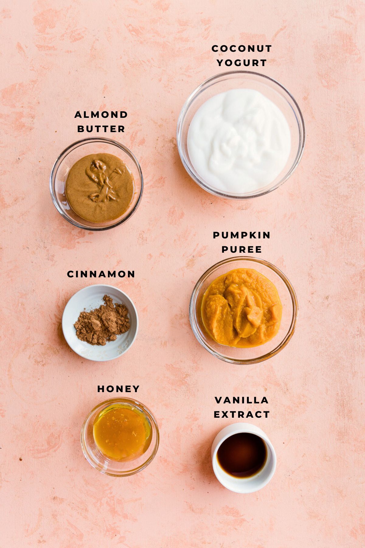 Ingredients measured out for pumpkin pie dip.