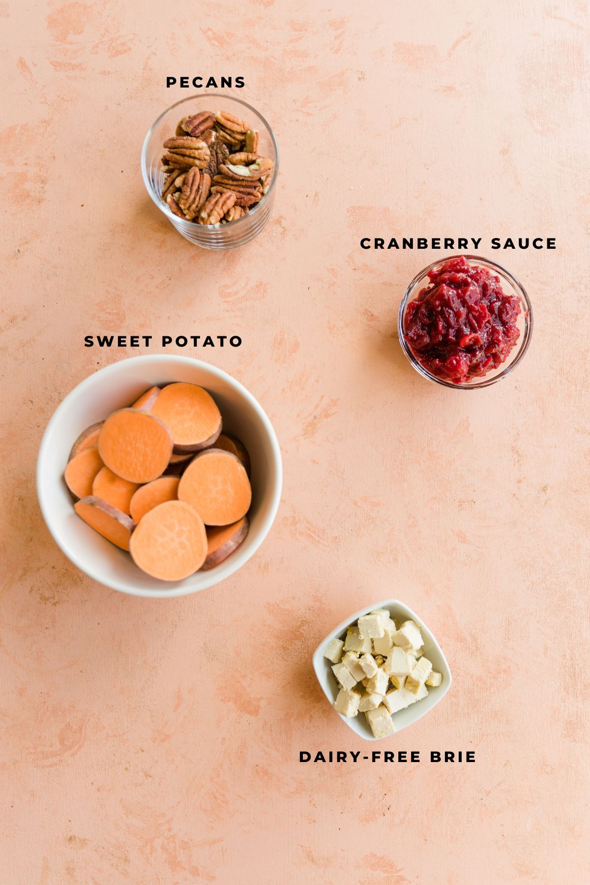 Ingredients measured out for sweet potato bites.