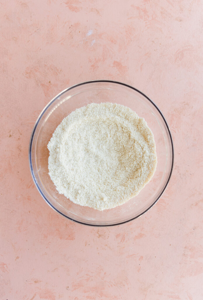 Dry ingredients in a mixing bowl.