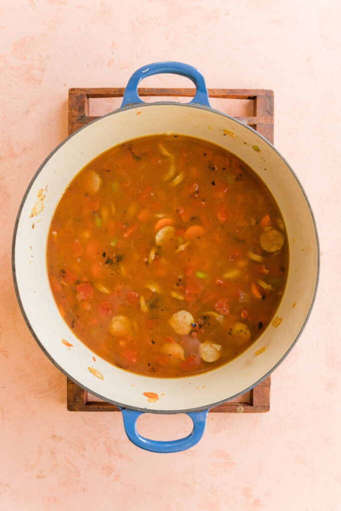 All soup ingredients in large pot.