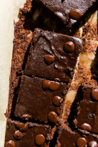 Overhead picture of fudgy 4 ingredient sweet potato brownies.