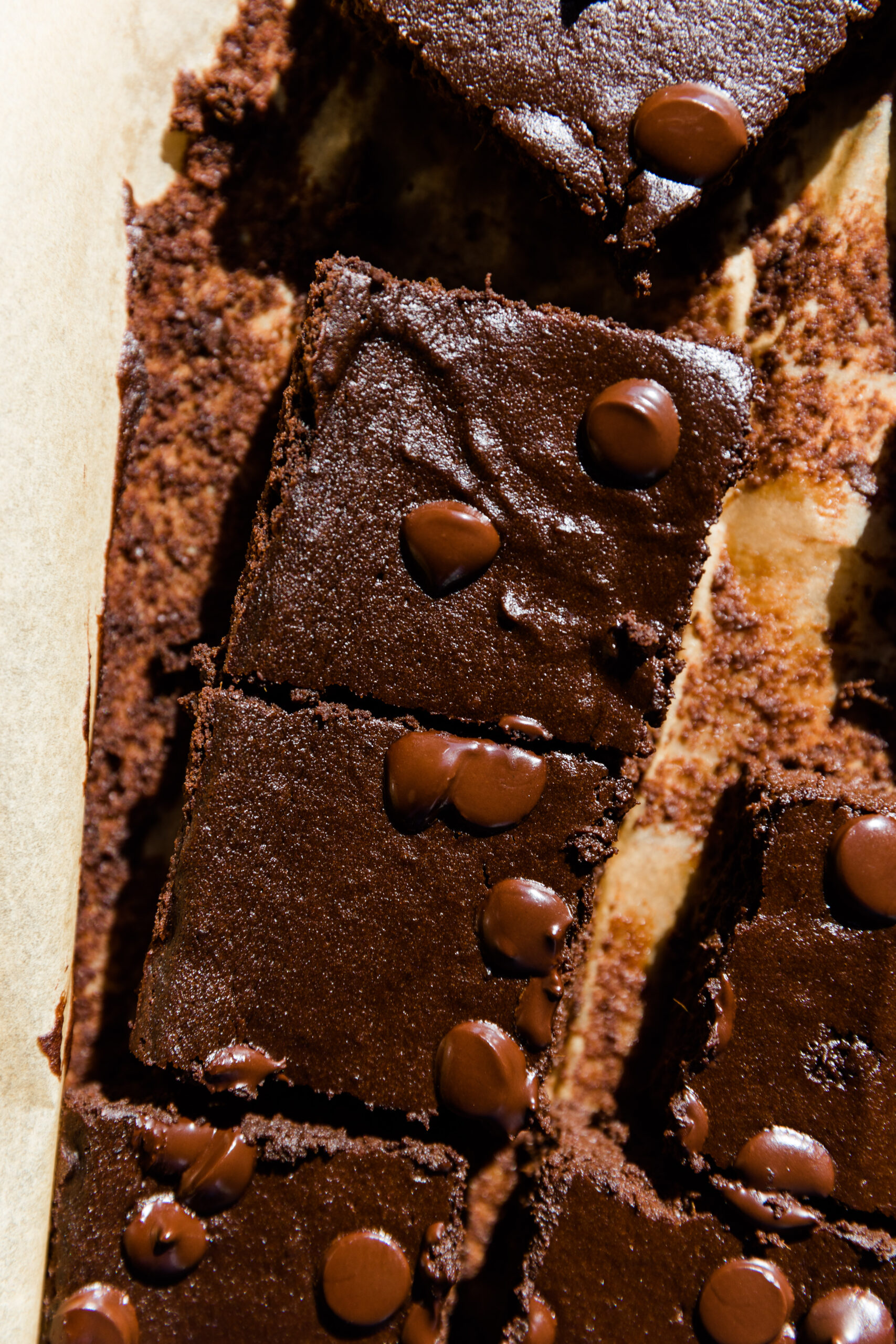 Overhead picture of fudgy 4 ingredient sweet potato brownies.