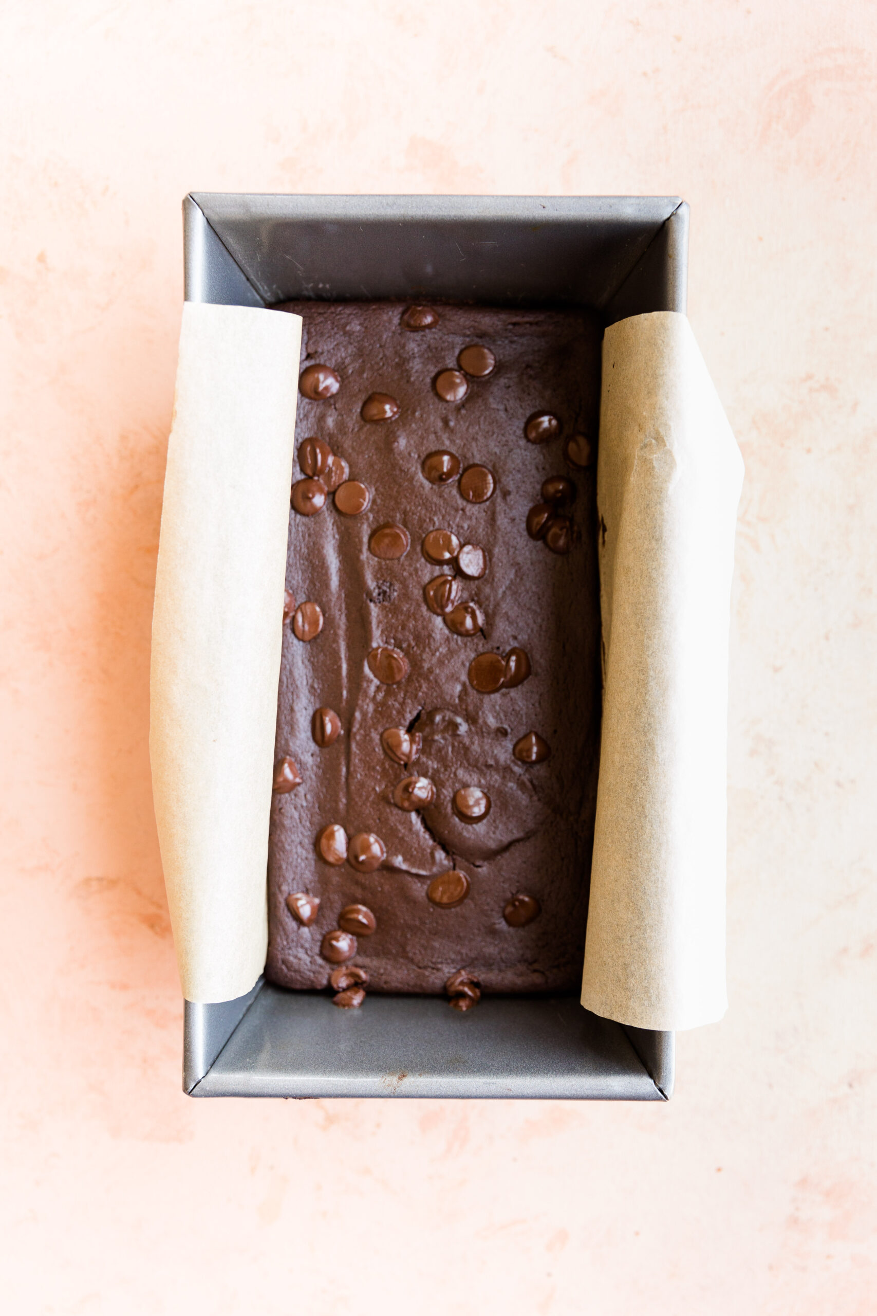 Baked brownies in bread pan.