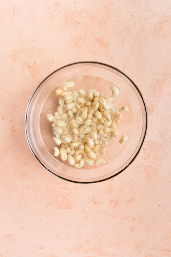 Cashews soaking in water.