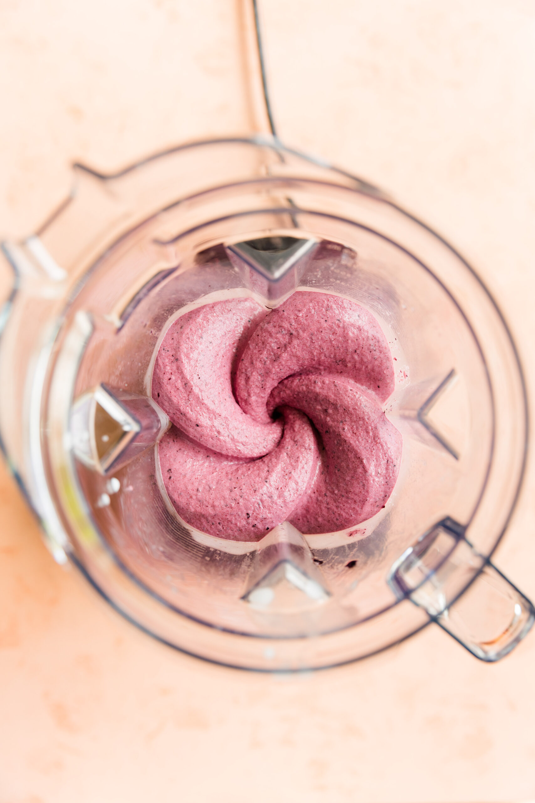 Creamy blueberry nice cream in a Vitamix.