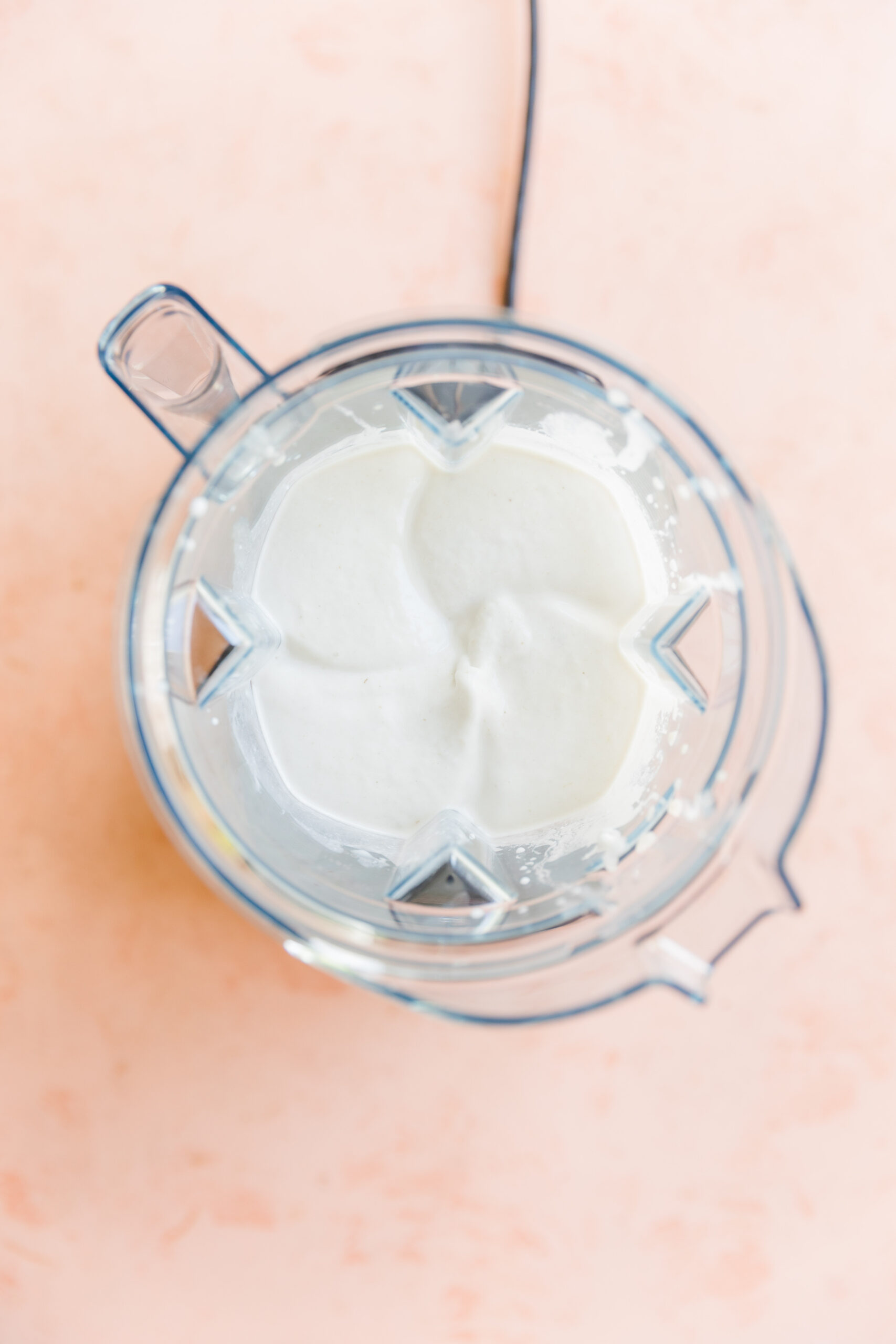 Creamy coconut milk vanilla ice cream in blender.
