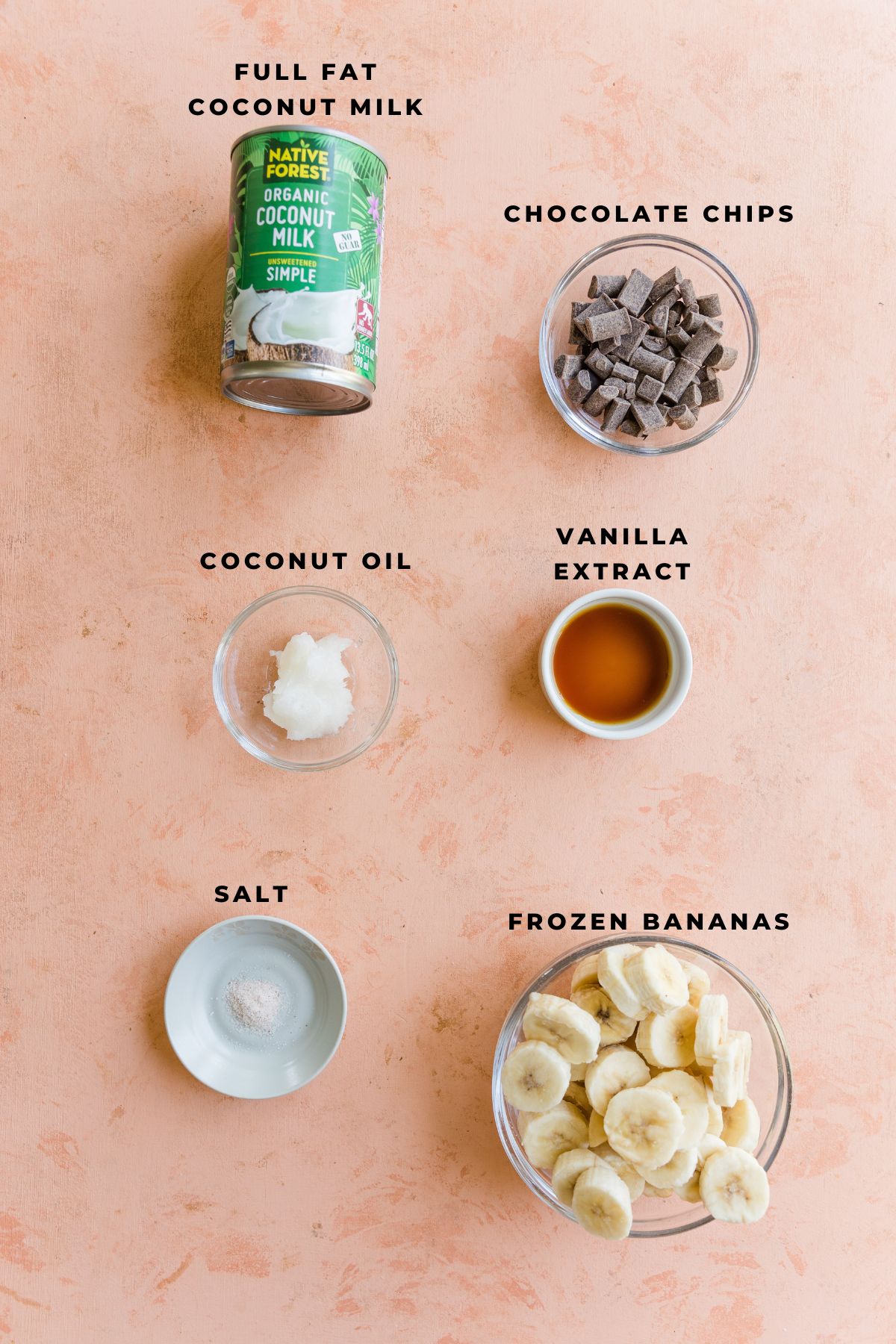 Ingredients measured out for dairy free klondike bars.