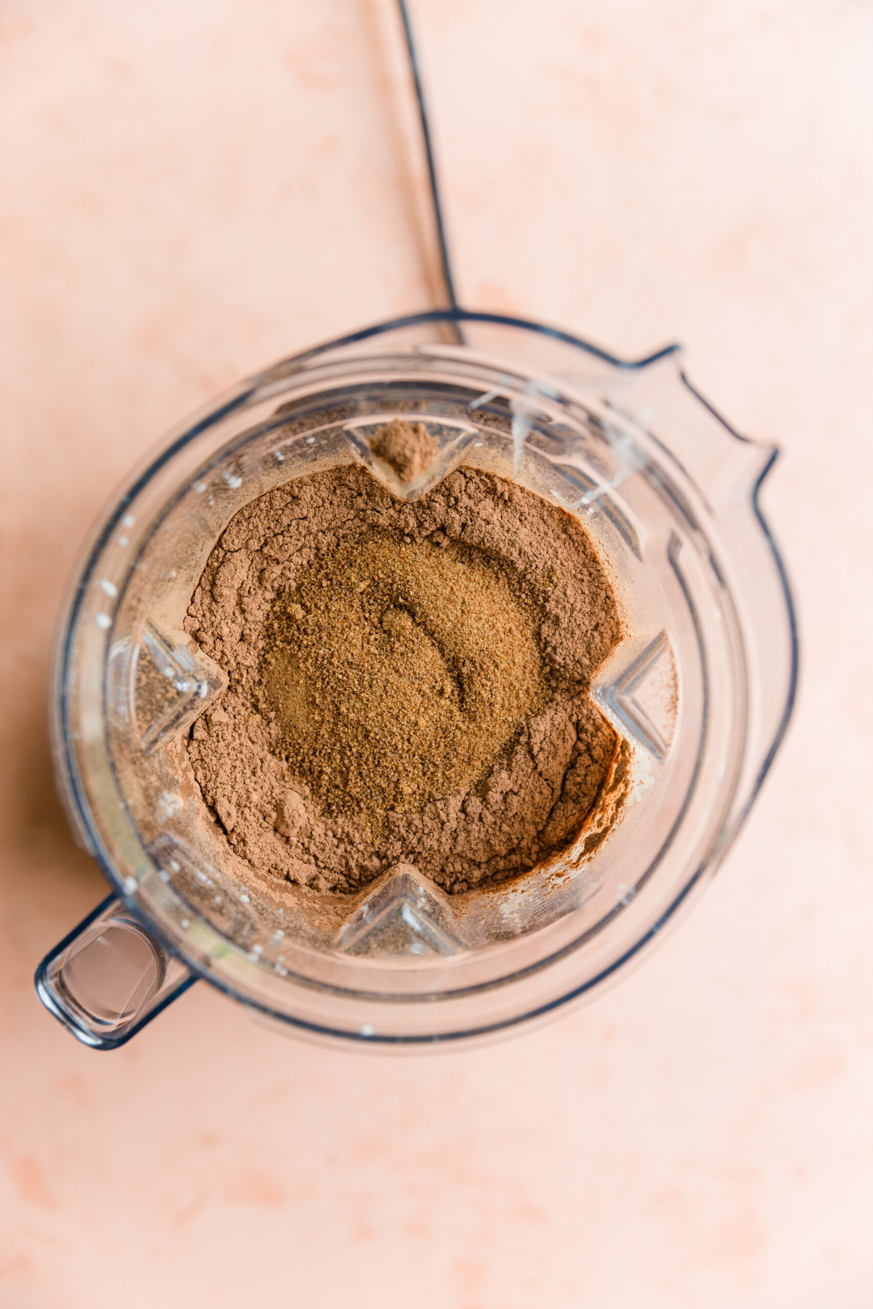 Chocolate ice cream ingredients in a vitamix blender.