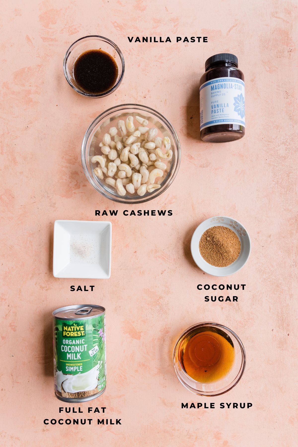 Ingredients measured out for vanilla ice cream.
