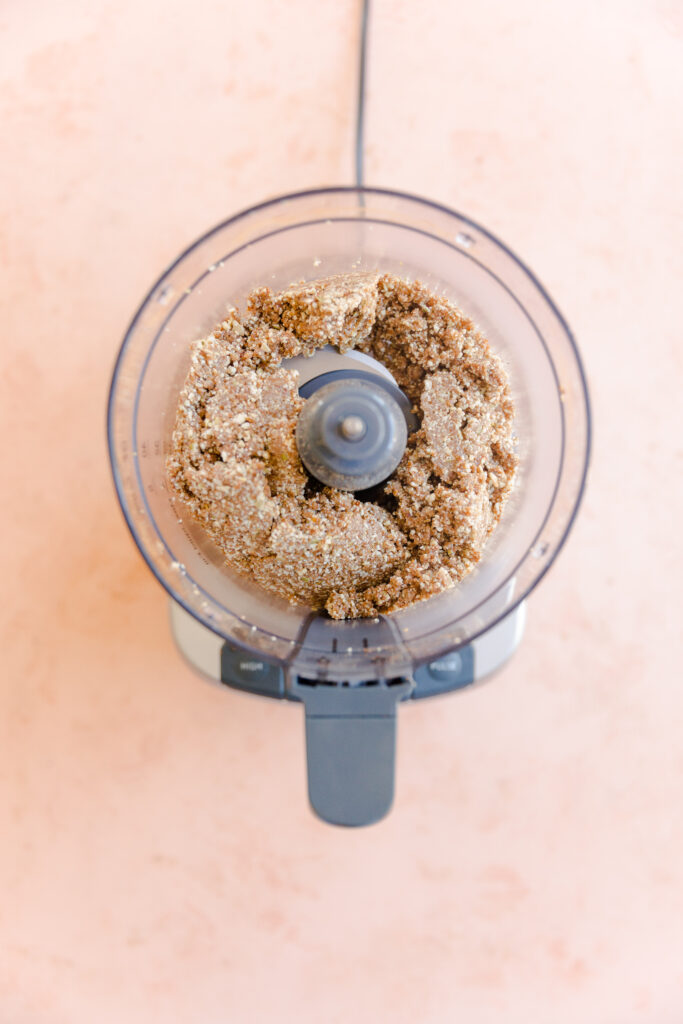 Cinnamon energy ball dough in food processor.