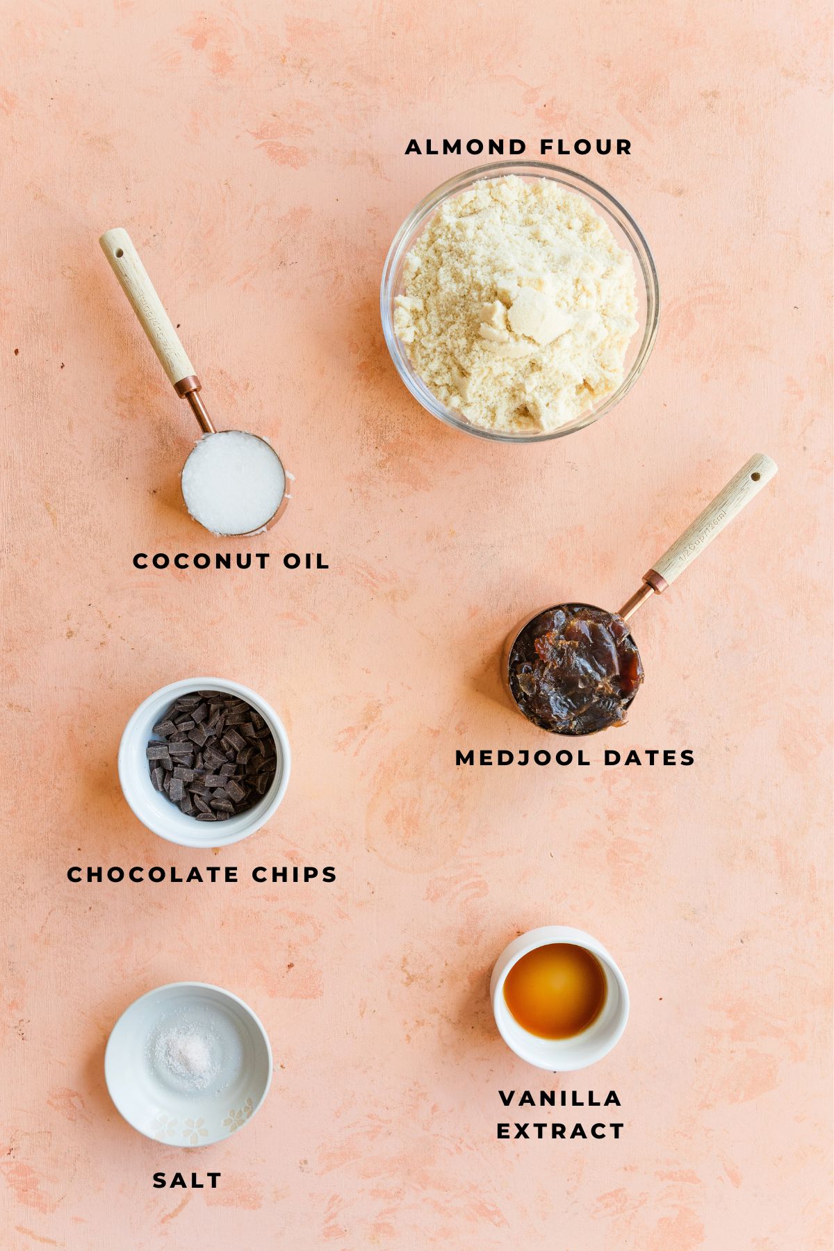 Ingredients measured out for almond flour cookies.